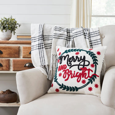 Black Plaid Merry & Bright Pillow Cover 18x18 VHC Brands - The Fox Decor